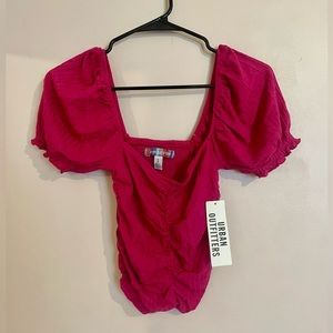 Urban outfitters hot pink cropped blouse top
